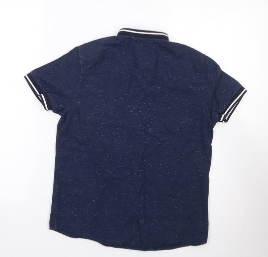 NEXT Boys Blue 100% Cotton Jersey Button-Up Size 10 Years Crew Neck Button