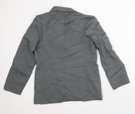 Made United Womens Green Striped Jacket Blazer Size 12