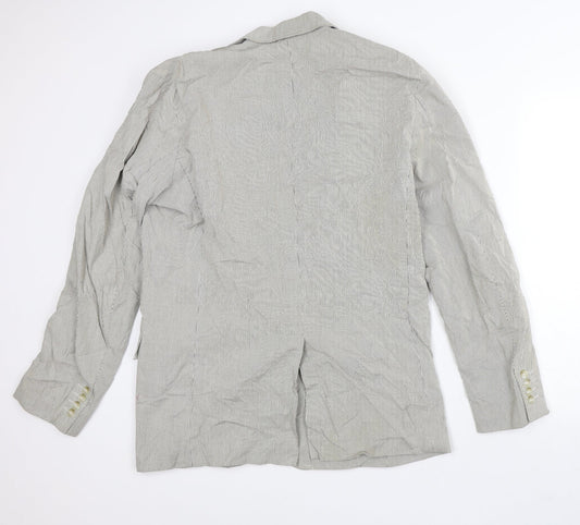 Preworn Womens Beige Striped Jacket Blazer Size L