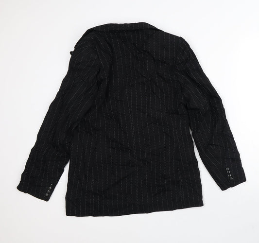Hauber Womens Black Striped Jacket Blazer Size 12