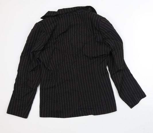 Ellie Louise Womens Black Striped Jacket Blazer Size 12