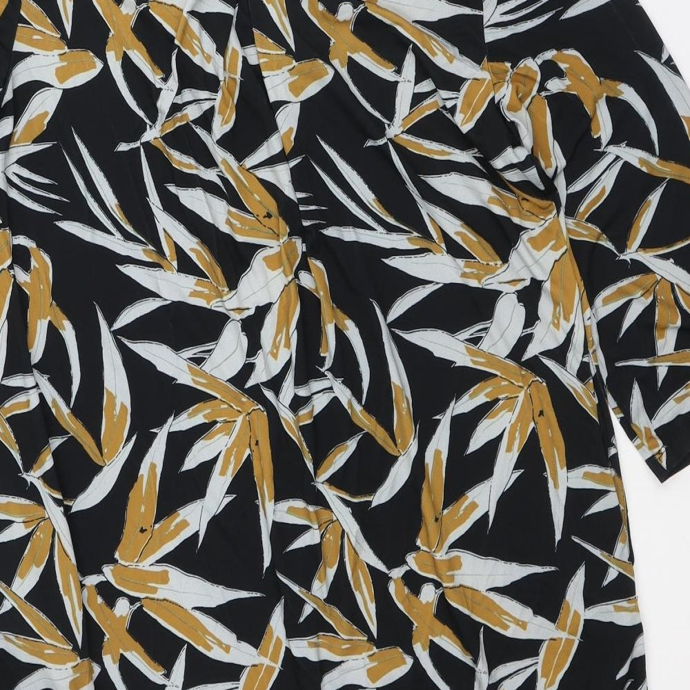 Together Womens Black Geometric Polyester T-Shirt Dress Size 14 V-Neck