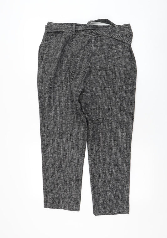 Dorothy Perkins Womens Grey Polyester Cropped Trousers Size 10 L32 in Regular Zip