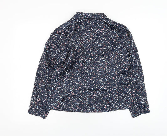 Preworn Womens Blue Floral Jacket Blazer Size S Button