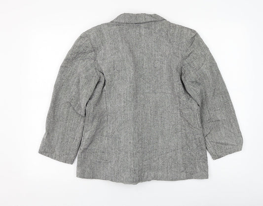 Preworn Womens Grey Jacket Blazer Size 12 Button