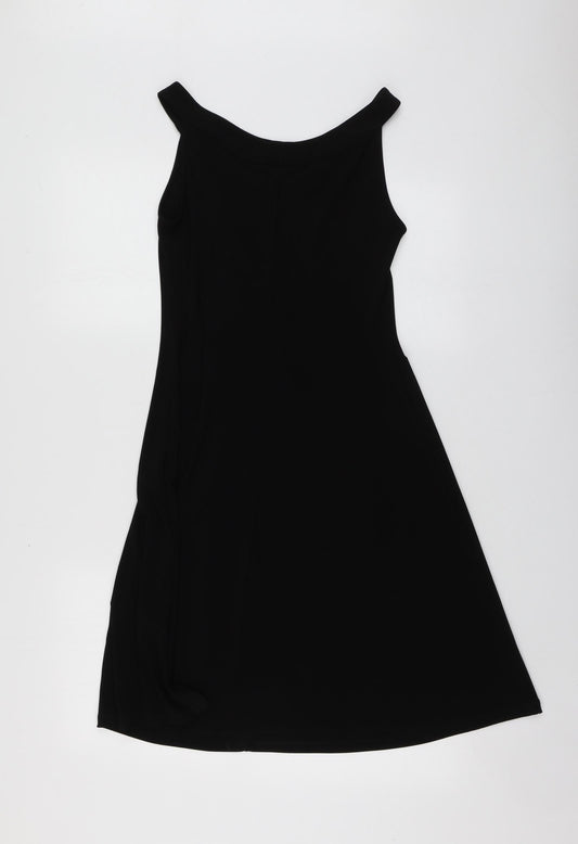 Wallis Womens Black Polyester Shirt Dress Size 8 Roll Neck