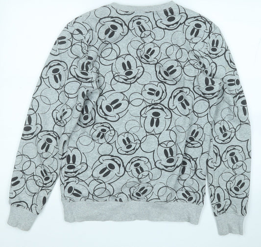 Divided by H&M Womens Grey Geometric Cotton Henley Sweatshirt Size XS - Minnie Mouse