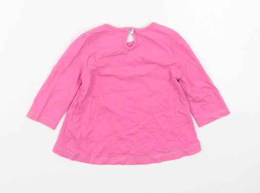 Dunnes Stores Girls Pink 100% Cotton Basic T-Shirt Size 3-6 Months Round Neck Pullover