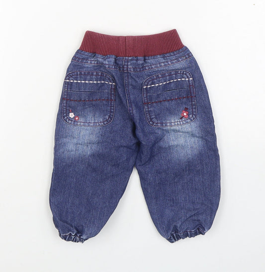 Dunnes Stores Boys Blue Cotton Jogger Trousers Size 6-9 Months