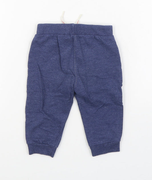 Heatons Boys Blue Cotton Jogger Trousers Size 6-9 Months Tie