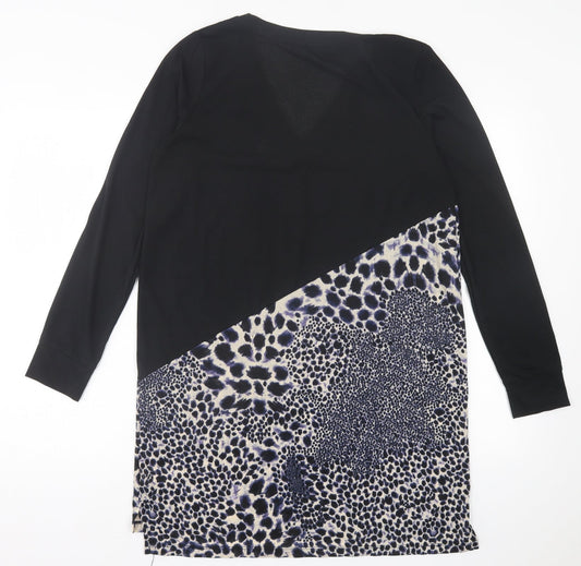 NEXT Womens Black Animal Print Polyester A-Line Size 12 Crew Neck Pullover