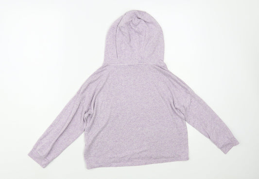 Marks and Spencer Girls Purple Viscose Pullover Hoodie Size 8-9 Years Pullover