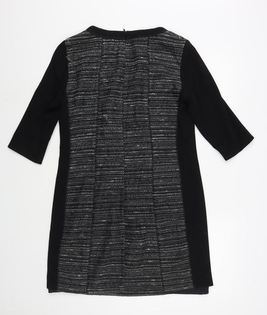 Gerry Weber Womens Black Viscose Shift Size 12 Boat Neck Zip