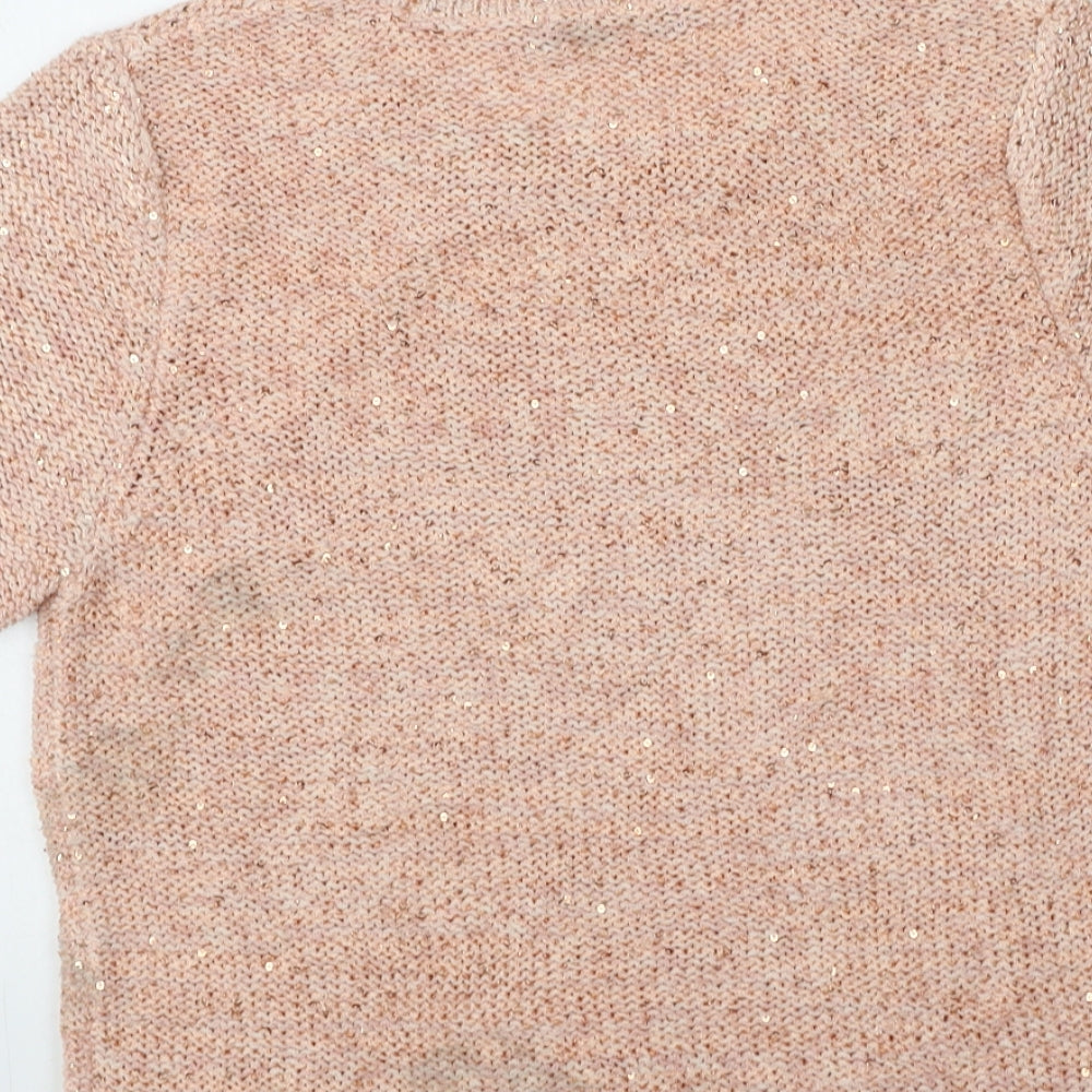 Marks and Spencer Womens Pink Round Neck Acrylic Pullover Jumper Size 14