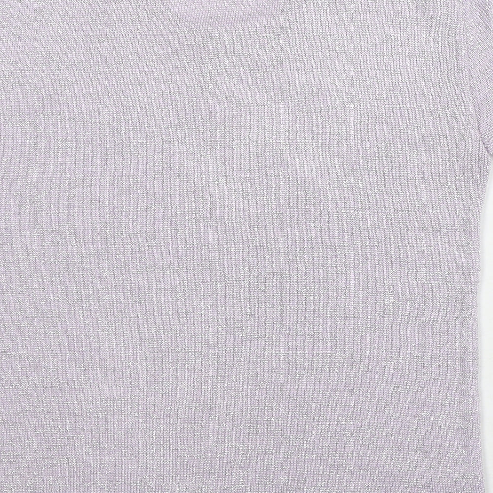 Fashion Extra Womens Purple Acrylic Basic T-Shirt Size 12 Round Neck