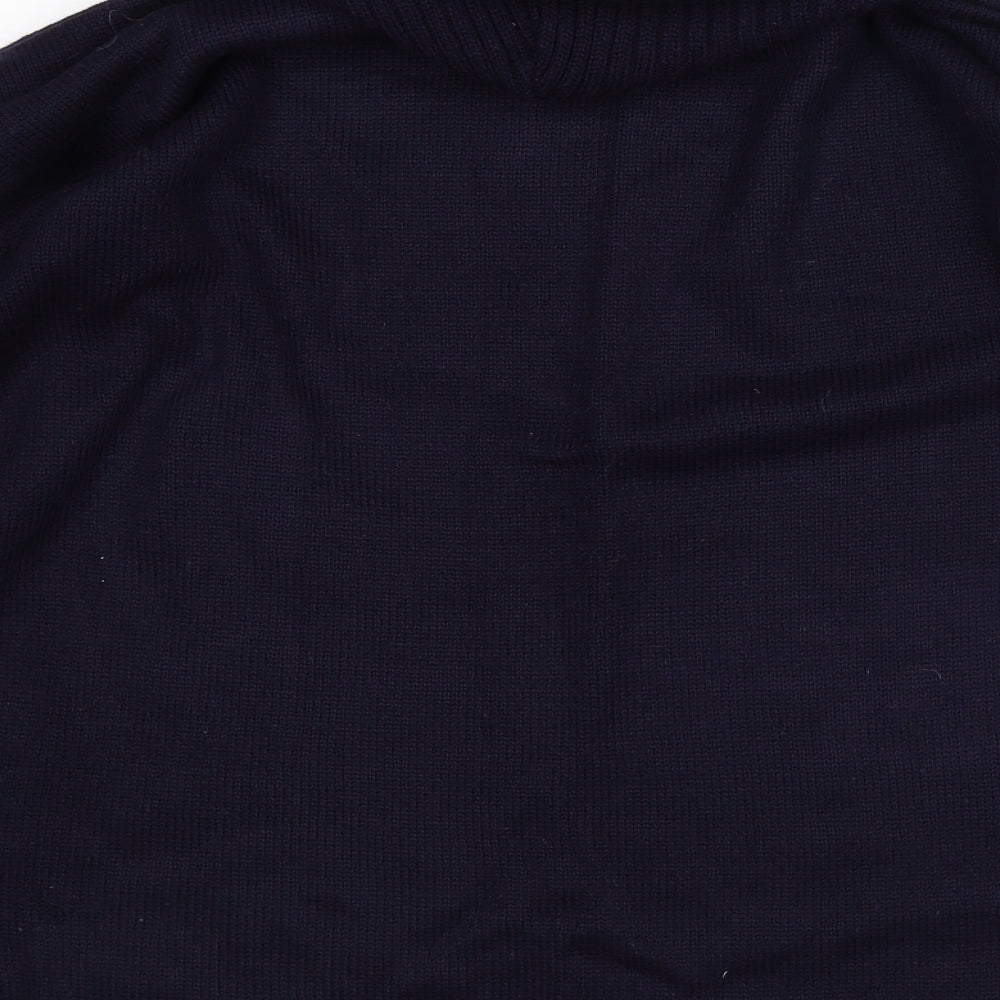 Classic Womens Blue Roll Neck Acrylic Pullover Jumper Size 14
