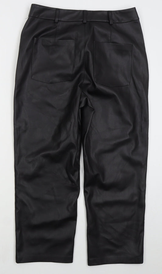 La Redoute Womens Black Polyurethane Trousers Size 14 L25 in Regular Button