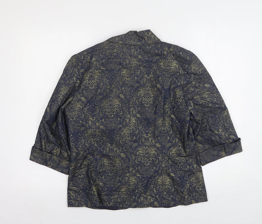 Celaia Womens Blue Paisley Cotton Jacket Suit Jacket Size 12