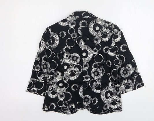 Country Club Womens Black Geometric Cotton Jacket Blazer Size 10