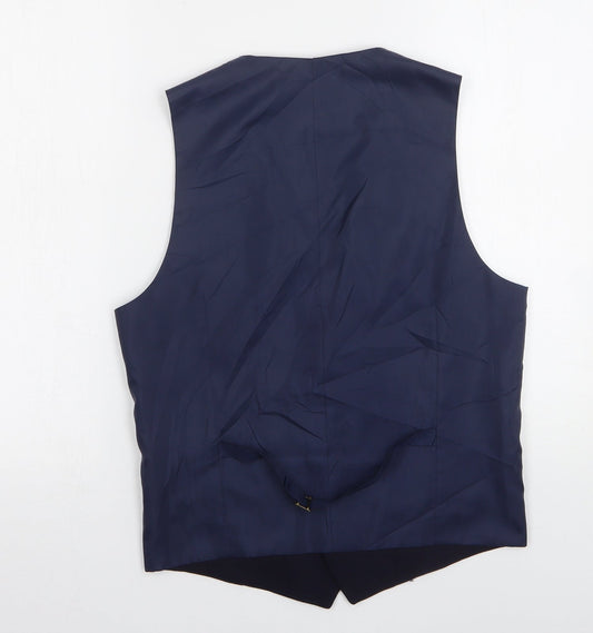 Marks and Spencer Mens Blue Wool Jacket Suit Waistcoat Size S