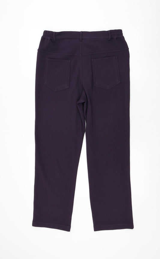 Casual Comfort Womens Purple Polyester Trousers Size 12 L27 in Regular Zip