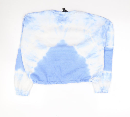New Look Girls Blue Geometric Polyester Pullover Sweatshirt Size 14-15 Years Pullover - Heart