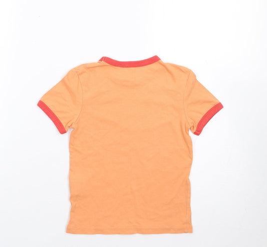 Okaidi Girls Orange 100% Cotton Jersey T-Shirt Size 3 Years Crew Neck Pullover - Surf