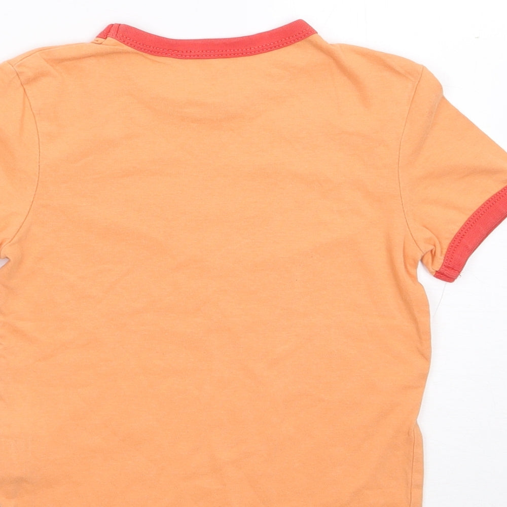 Okaidi Girls Orange 100% Cotton Jersey T-Shirt Size 3 Years Crew Neck Pullover - Surf