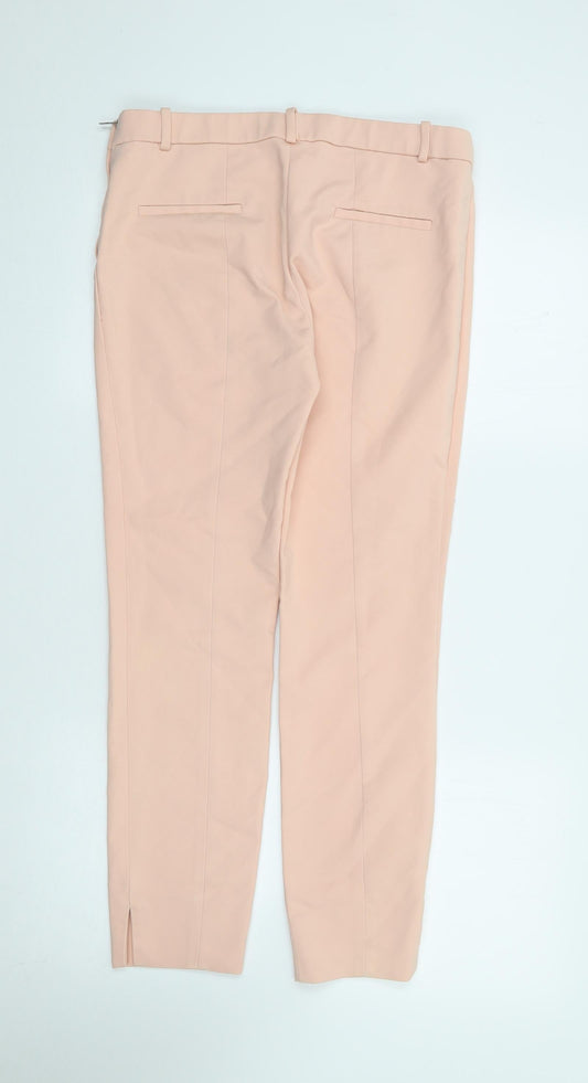 Zara Womens Pink Polyester Trousers Size M L27 in Regular Zip