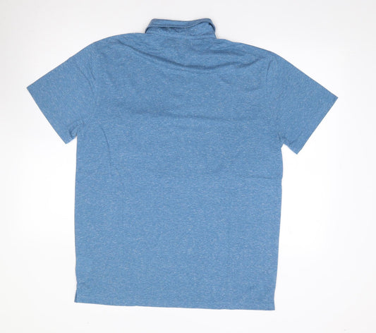W&B Mens Blue Polyester Polo Size L Collared Pullover
