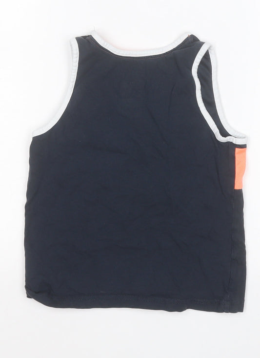 F&F Boys Blue Polyester Basic Tank Size 5 Years Round Neck