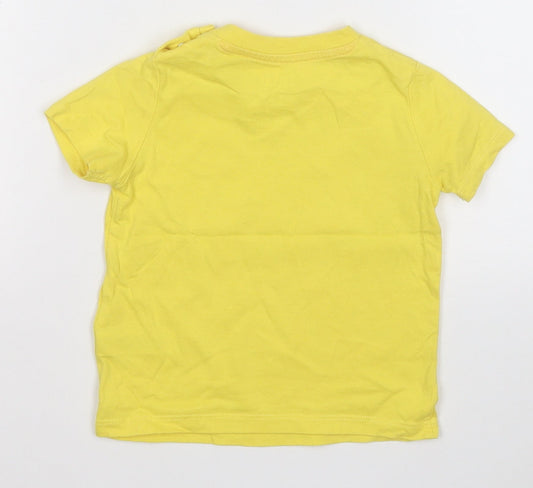 F&F Boys Yellow Cotton Basic T-Shirt Size 12-18 Months Round Neck
