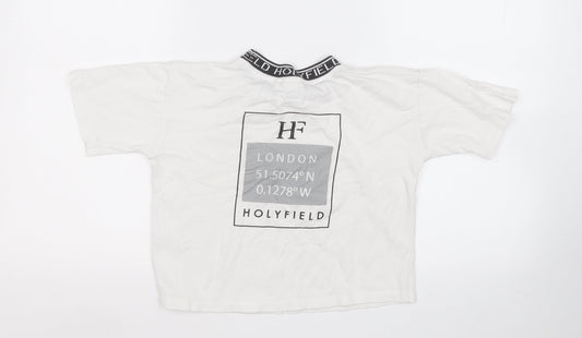 holyfield Girls White Cotton Basic T-Shirt Size 8-9 Years Round Neck