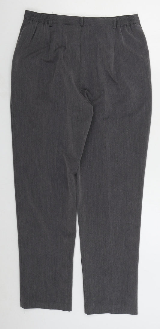 BASSINI Womens Grey Polyester Trousers Size 12 L27 in Regular Button