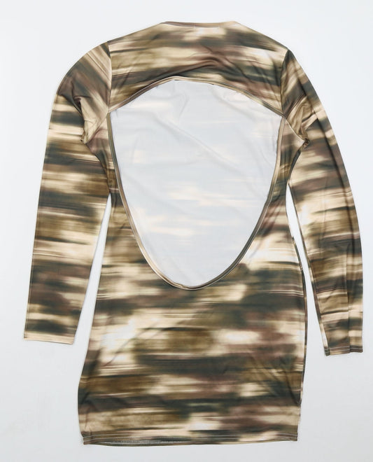 MIssy Empire Womens Brown Polyester Bodycon Size 12 Crew Neck Pullover