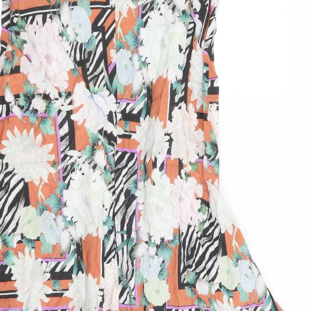 ASOS Womens Multicoloured Floral Polyester Flare Skirt Size 10 Zip