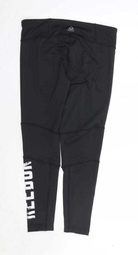 Reebok Womens Black Polyester Jogger Leggings Size L L27 in Regular