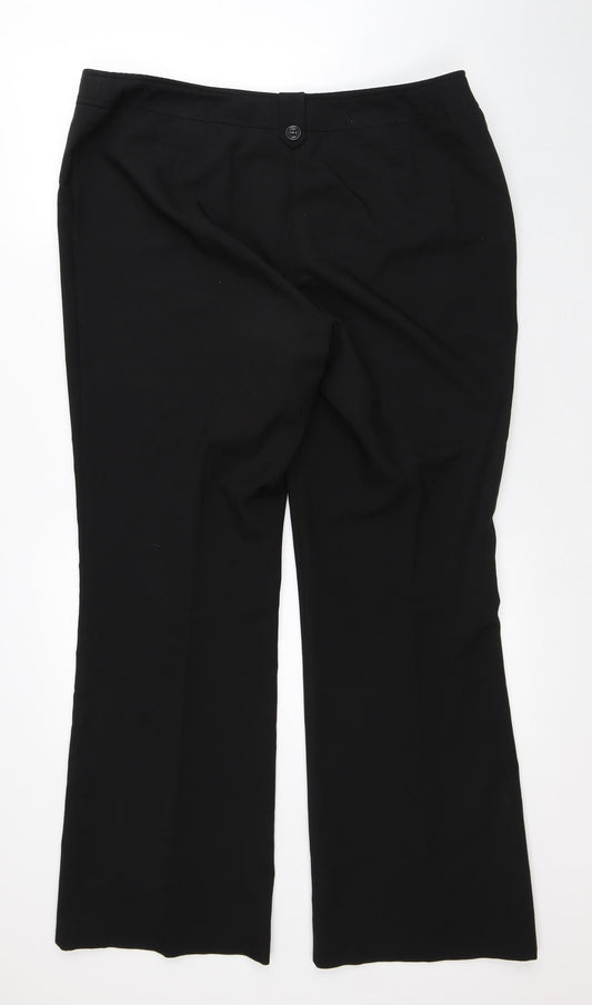 Evans Womens Black Polyester Trousers Size 16 L31 in Regular