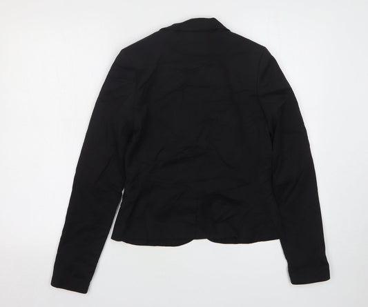 H&M Womens Black Polyester Jacket Suit Jacket Size 10
