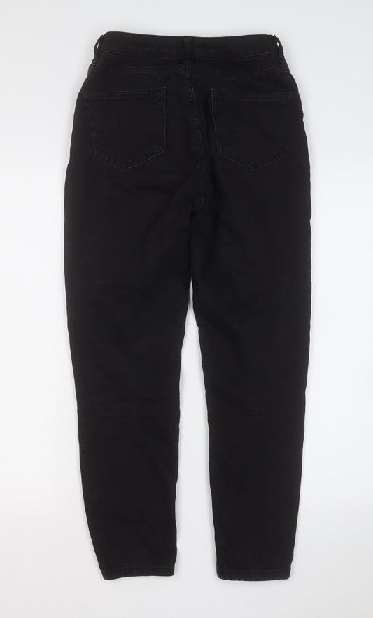 New Look Womens Black Cotton Straight Jeans Size 10 L24 in Regular