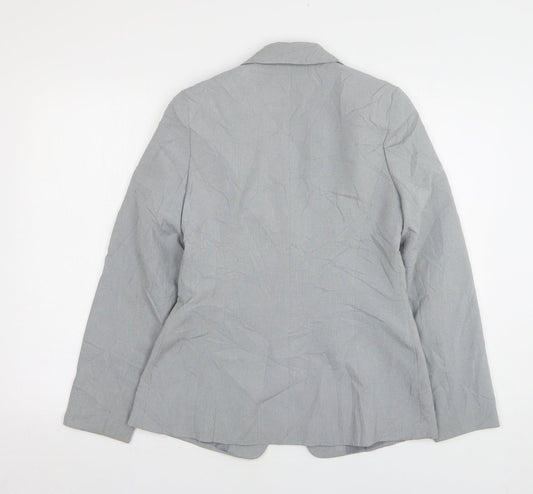 Look Womens Grey Polyester Jacket Blazer Size 10