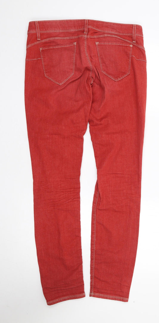 Benetton Jeans Womens Red Cotton Skinny Jeans Size 32 L32 in Regular Zip