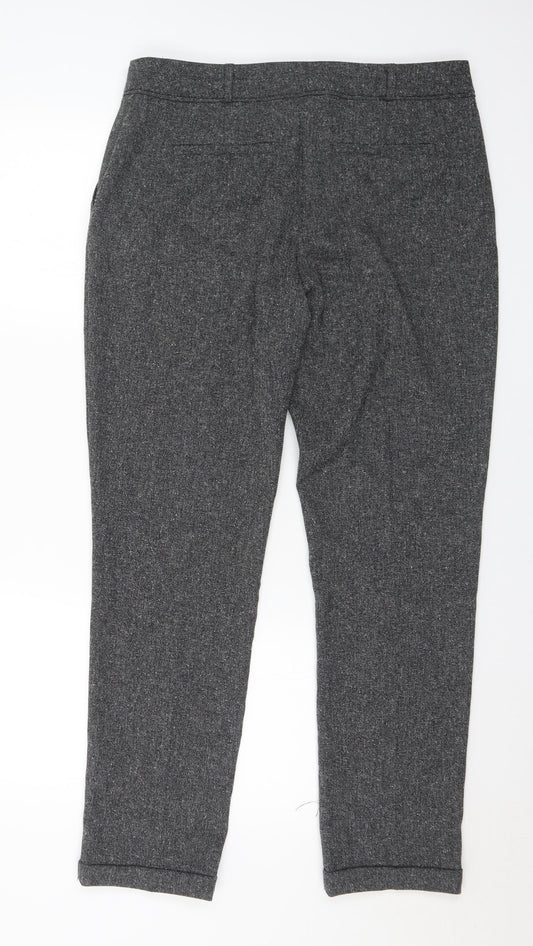 M&Co Womens Grey Polyester Trousers Size 14 L30 in Regular Hook & Eye