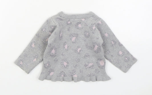 Dunnes Stores Girls Grey Geometric Viscose Pullover Jumper Size 3-6 Months Pullover