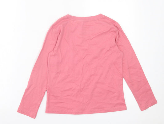 SheIn Girls Pink Cotton Basic Casual Size 8 Years Crew Neck Pullover