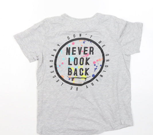 George Boys Grey Cotton Basic T-Shirt Size 11-12 Years Round Neck - Never look back