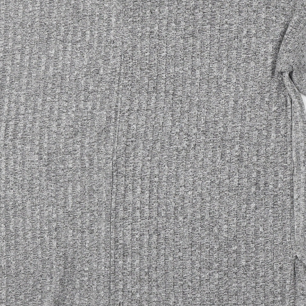 Mango Womens Grey Round Neck Polyester Pullover Jumper Size M