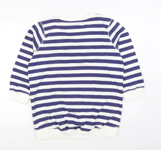 George Womens Blue Striped Cotton Pullover Sweatshirt Size 16 Pullover