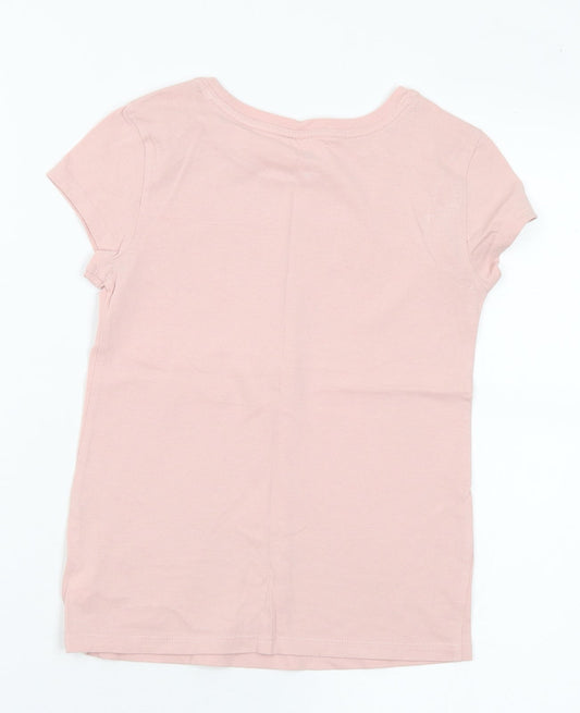 Gap Girls Pink Geometric Cotton Basic T-Shirt Size 8-9 Years Round Neck - NYC
