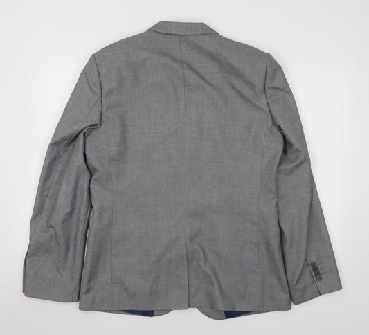 River Island Mens Grey Polyester Jacket Suit Jacket Size 40